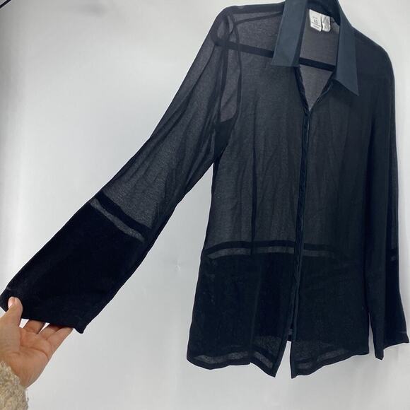 Armani Exchange sheet satin color black on black embroidered block trim 90s - Picture 5 of 8